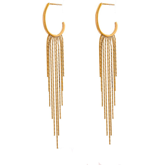 Long tassel abstract drop dangle earrings - product image