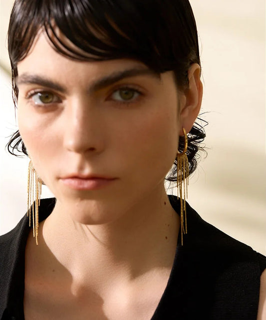 Long tassel abstract drop dangle earrings - product image