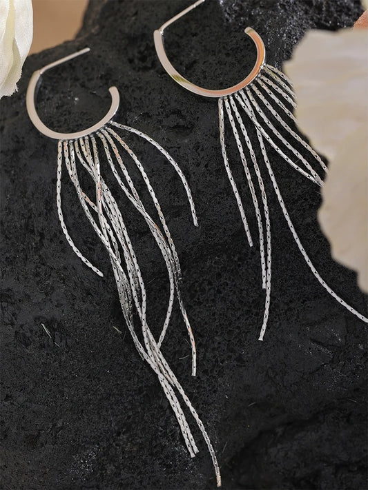 Long tassel abstract drop dangle earrings - product image