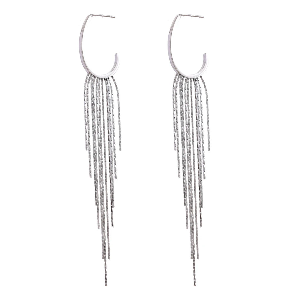 Long tassel abstract drop dangle earrings - product image