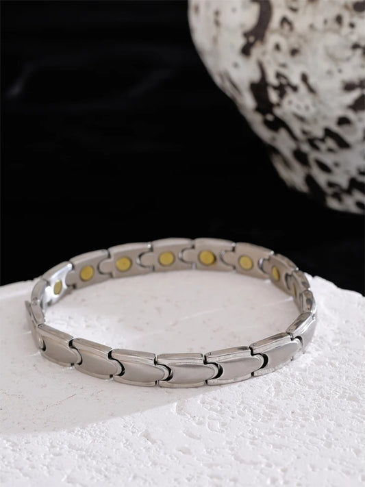 Magnetic chain polished stainless steel bracelet - product image