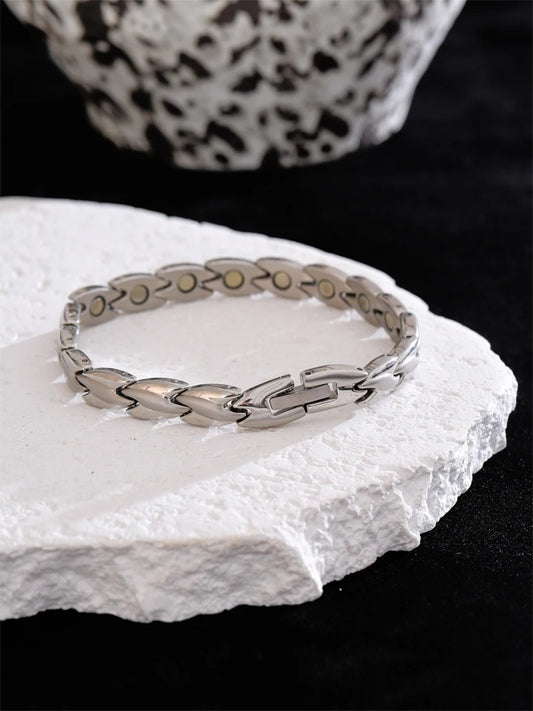Magnetic chain polished stainless steel bracelet - product image