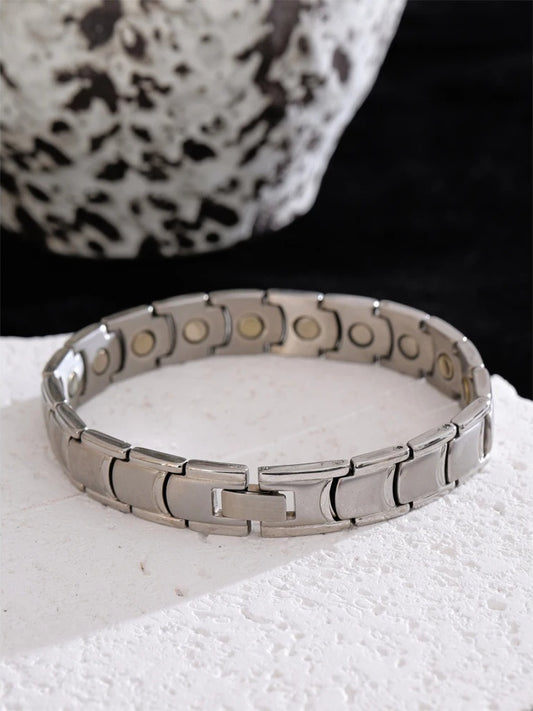 Magnetic chain polished stainless steel bracelet - product image