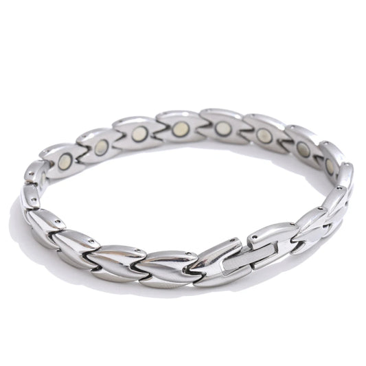 Magnetic chain polished stainless steel bracelet - product image