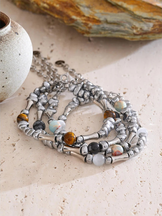 Men beads natural stone charm bracelet bangle - product image