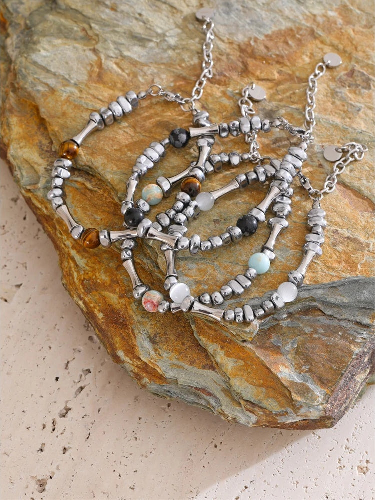 Men beads natural stone charm bracelet bangle - product image