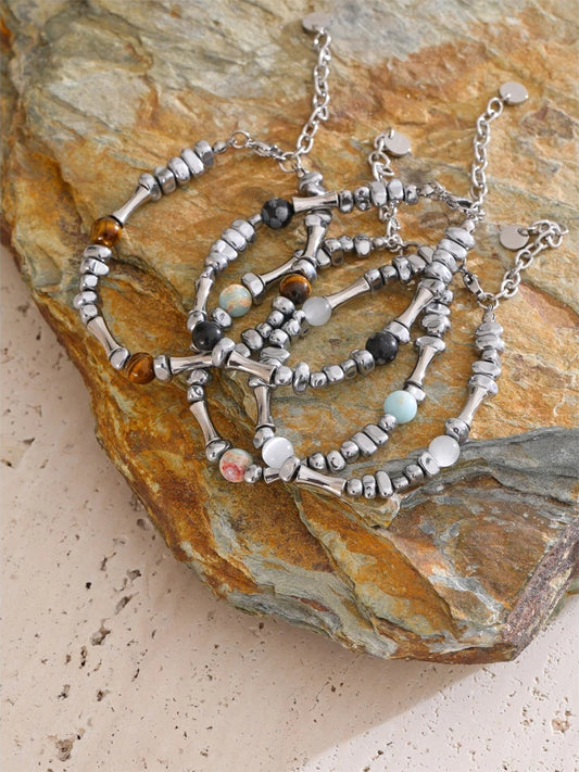 Men beads natural stone charm bracelet bangle - product image