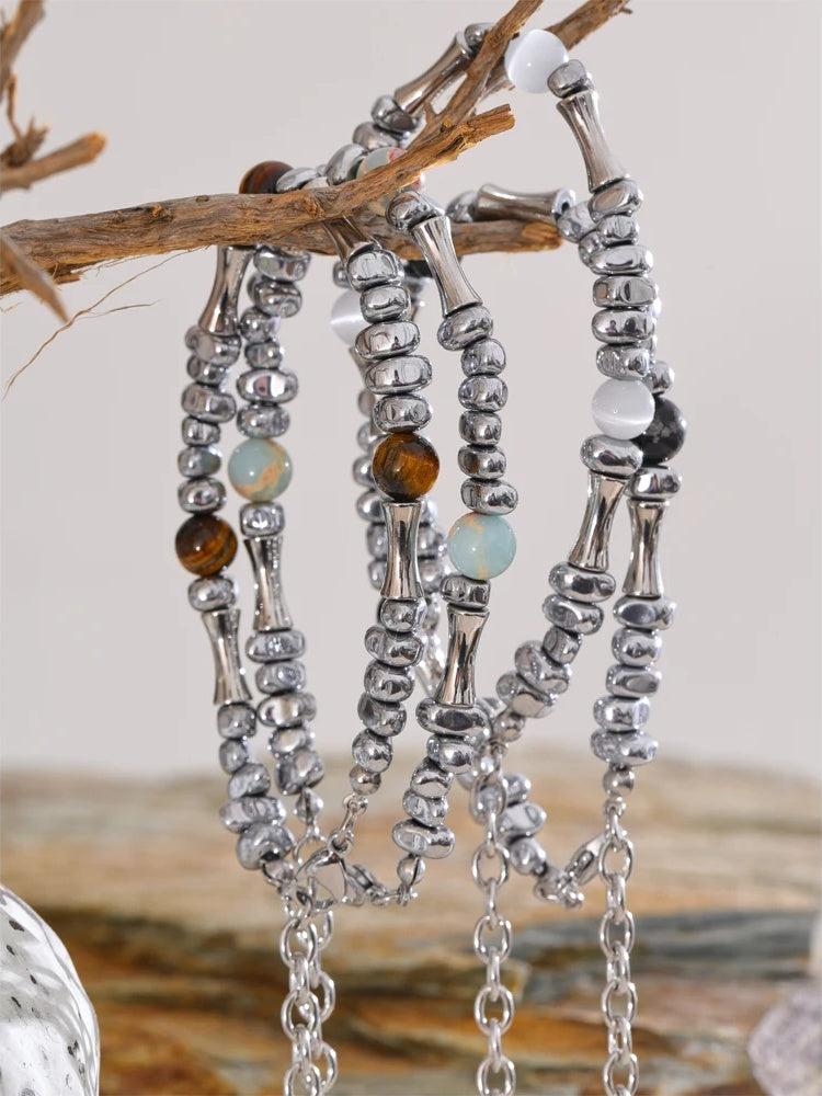 Men beads natural stone charm bracelet bangle - product image