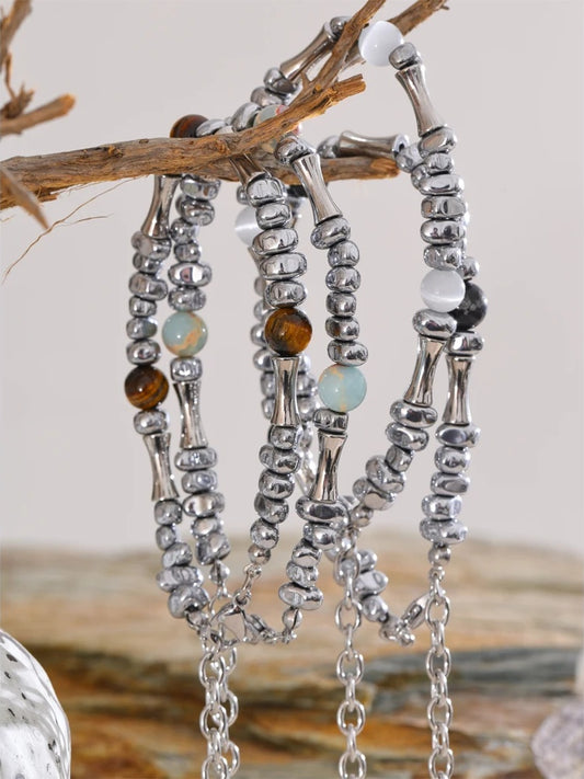 Men beads natural stone charm bracelet bangle - product image