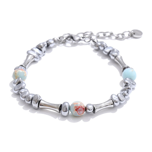 Men beads natural stone charm bracelet bangle - product image