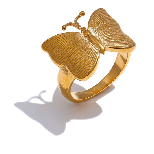 Metal cast integrated butterfly modern ring - product image