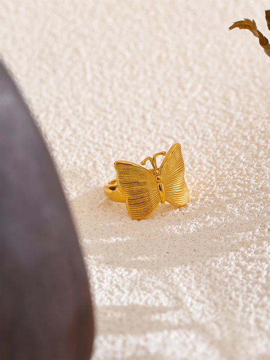 Metal cast integrated butterfly modern ring - product image