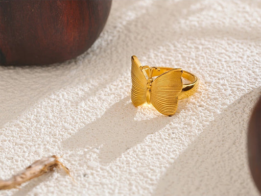 Metal cast integrated butterfly modern ring - product image