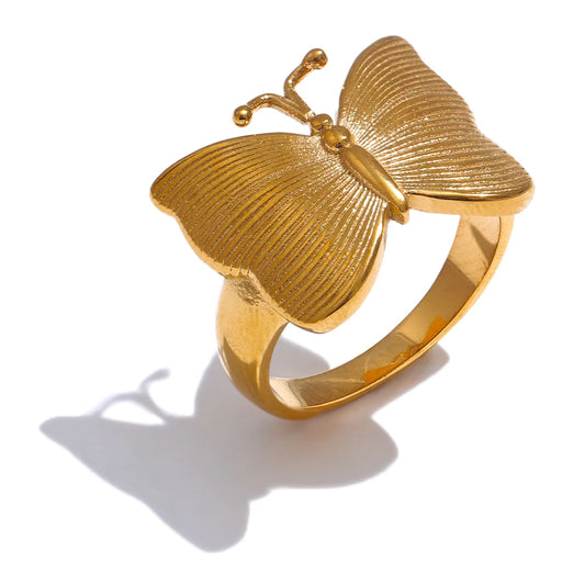 Metal cast integrated butterfly modern ring - product image