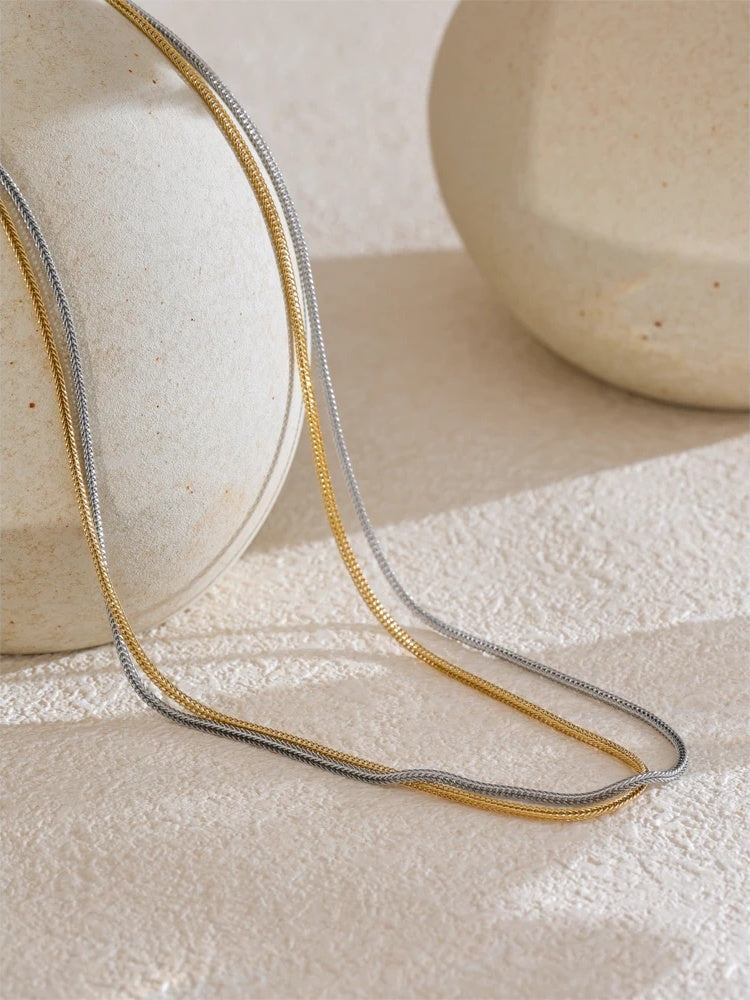 Metal chain necklace bracelet bangle set - product image