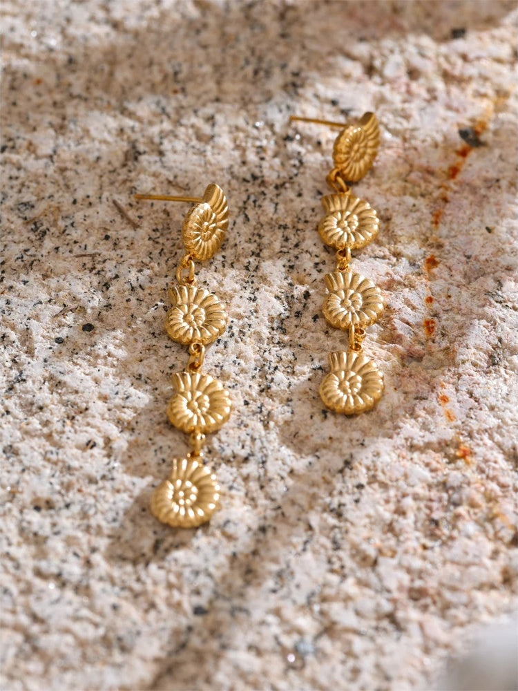 Metal conch long hanging drop earrings summer beach - product image