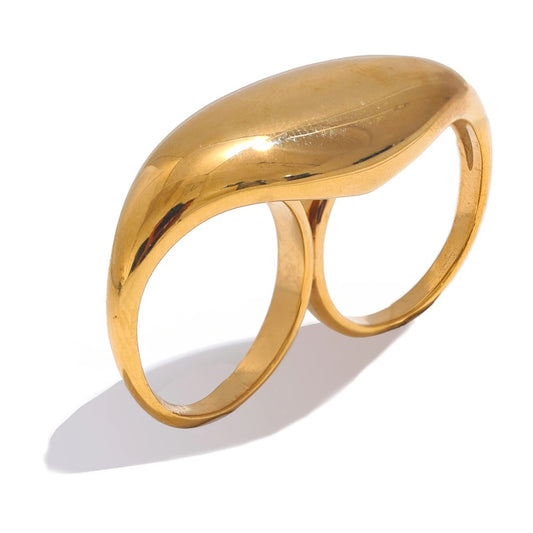 Metal double finger contemporary statement ring - product image