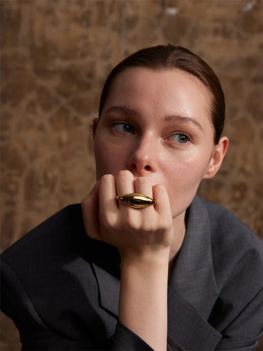 Metal double finger contemporary statement ring - product image