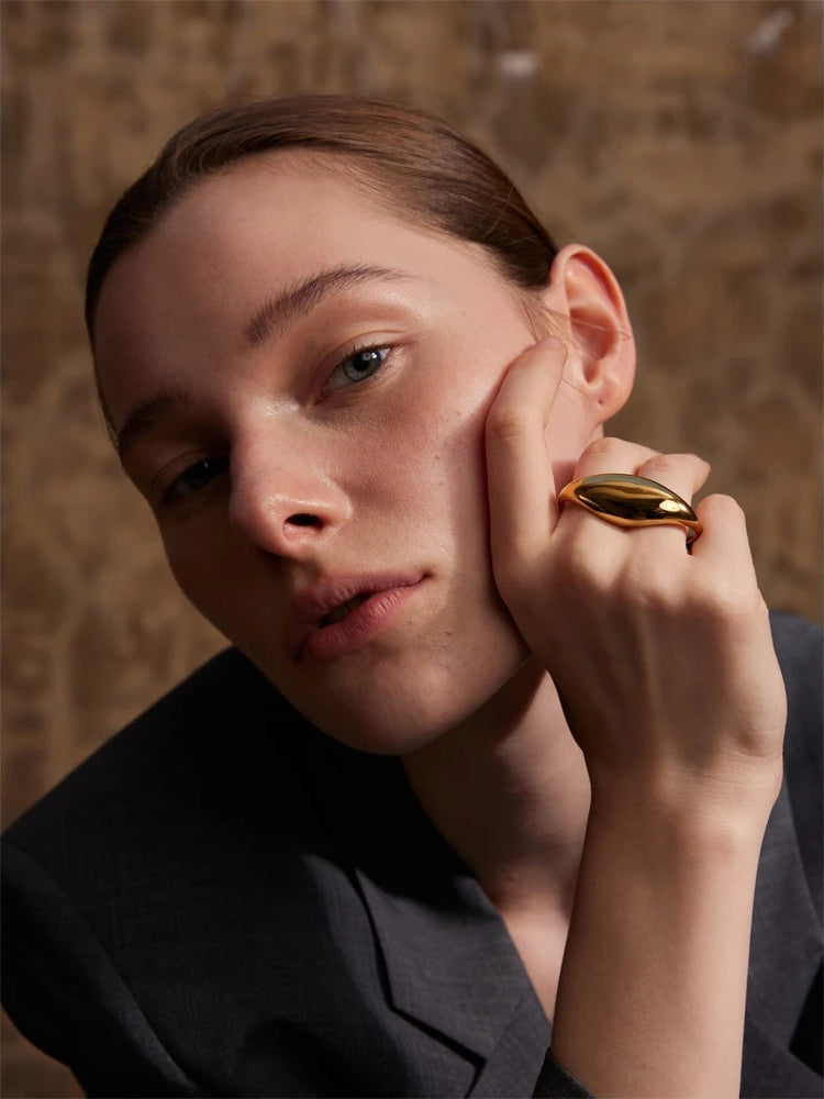 Metal double finger contemporary statement ring - product image