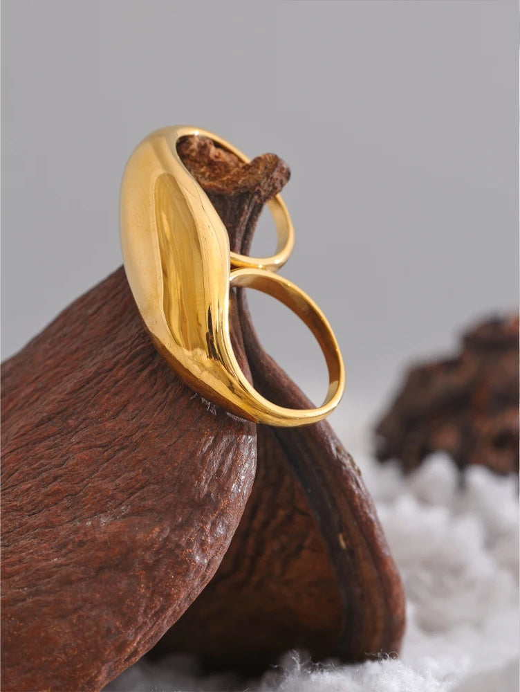 Metal double finger contemporary statement ring - product image