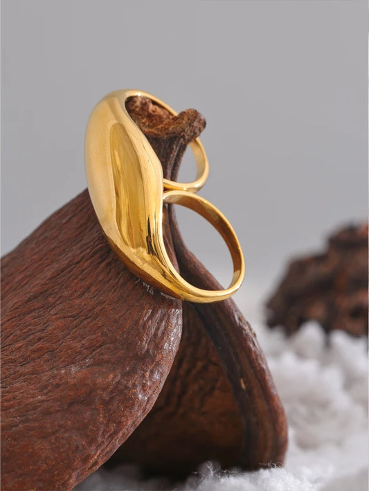 Metal double finger contemporary statement ring - product image