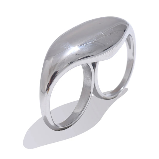 Metal double finger contemporary statement ring - product image