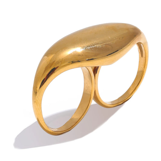 Metal double finger contemporary statement ring - product image