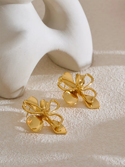 Metal double-layer flower big stud earrings - product image
