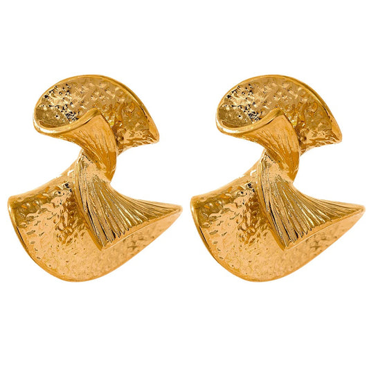 Metal fan charm stud earrings women - product image
