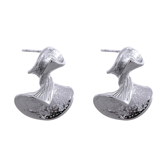 Metal fan charm stud earrings women - product image