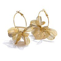 Metal Flower Big Hoop Eye-Catching Earrings