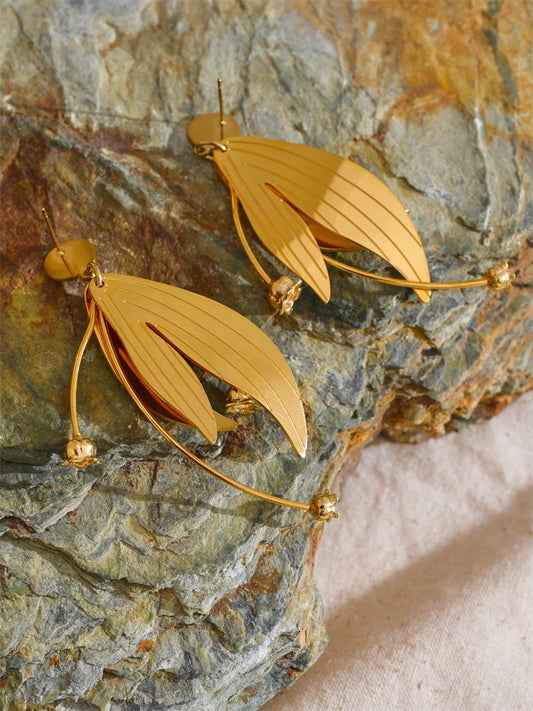 Metal flower creative drop modern earrings - product image