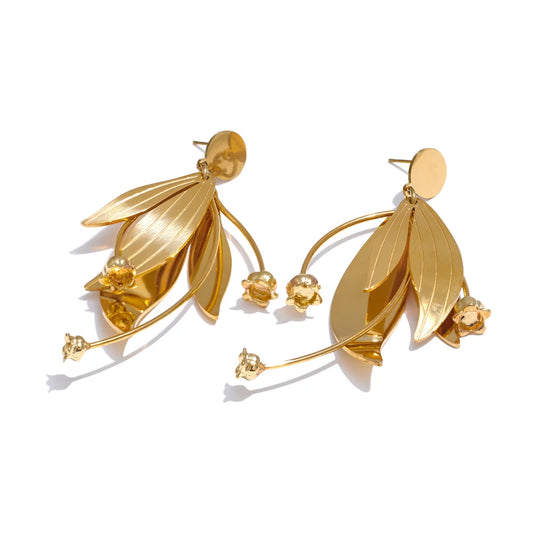Metal flower creative drop modern earrings - product image