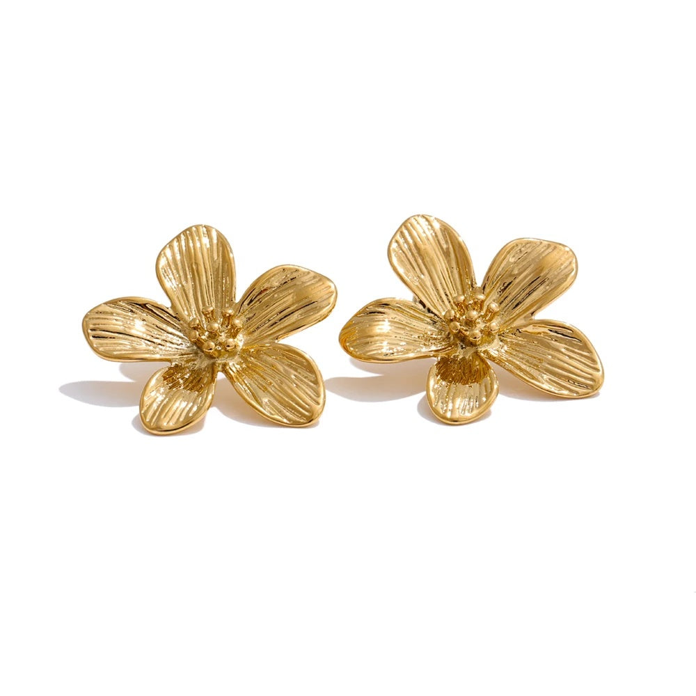 Metal flower daily push-back stud earrings - product image