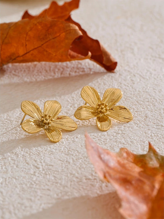 Metal flower daily push-back stud earrings - product image
