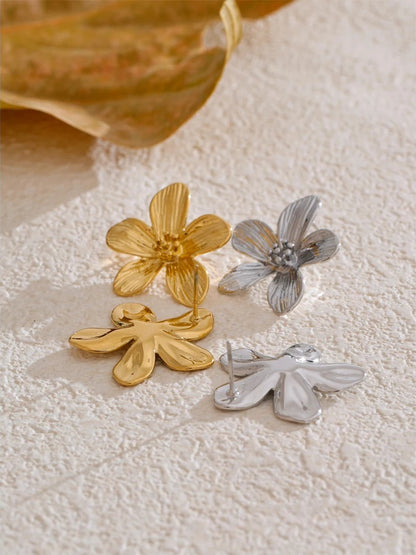 Metal flower daily push-back stud earrings - product image