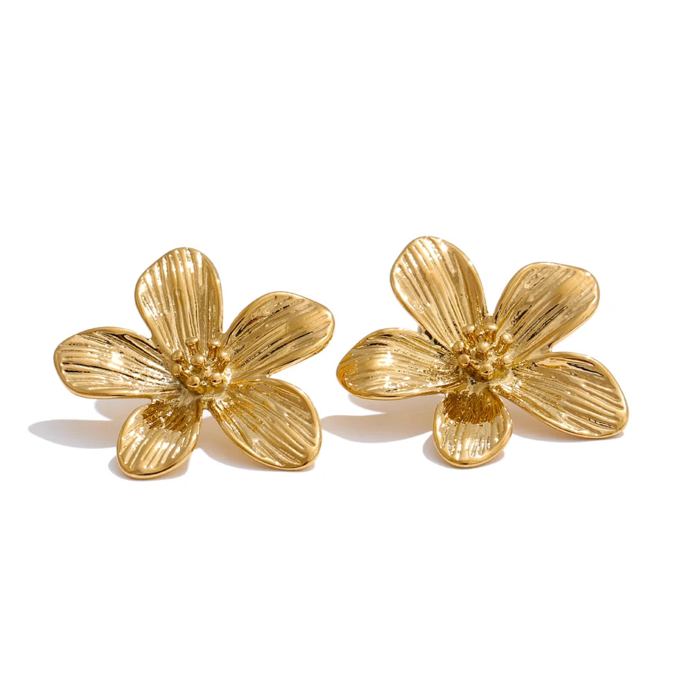 Metal flower daily push-back stud earrings - product image