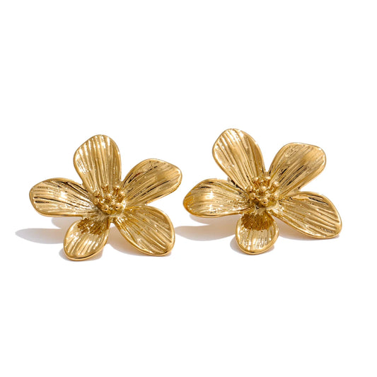 Metal flower daily push-back stud earrings - product image