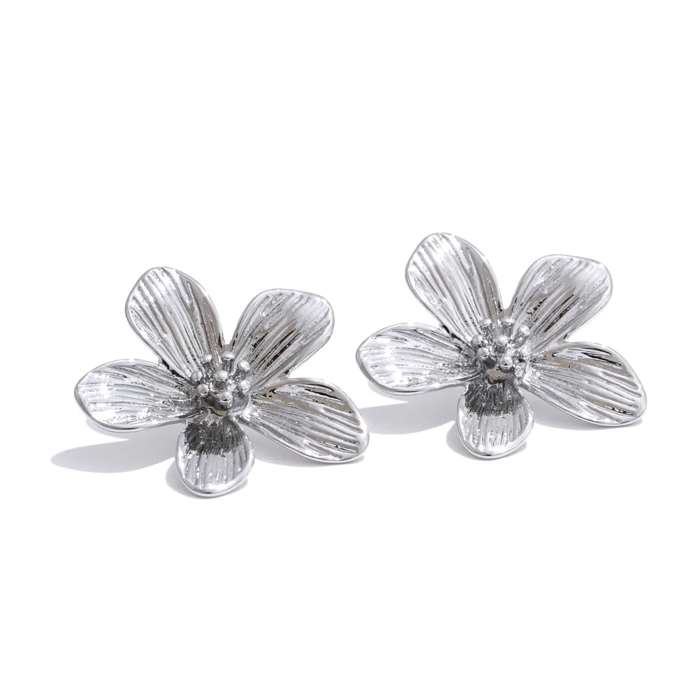 Metal flower daily push-back stud earrings - product image