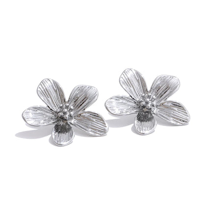 Metal flower daily push-back stud earrings - product image