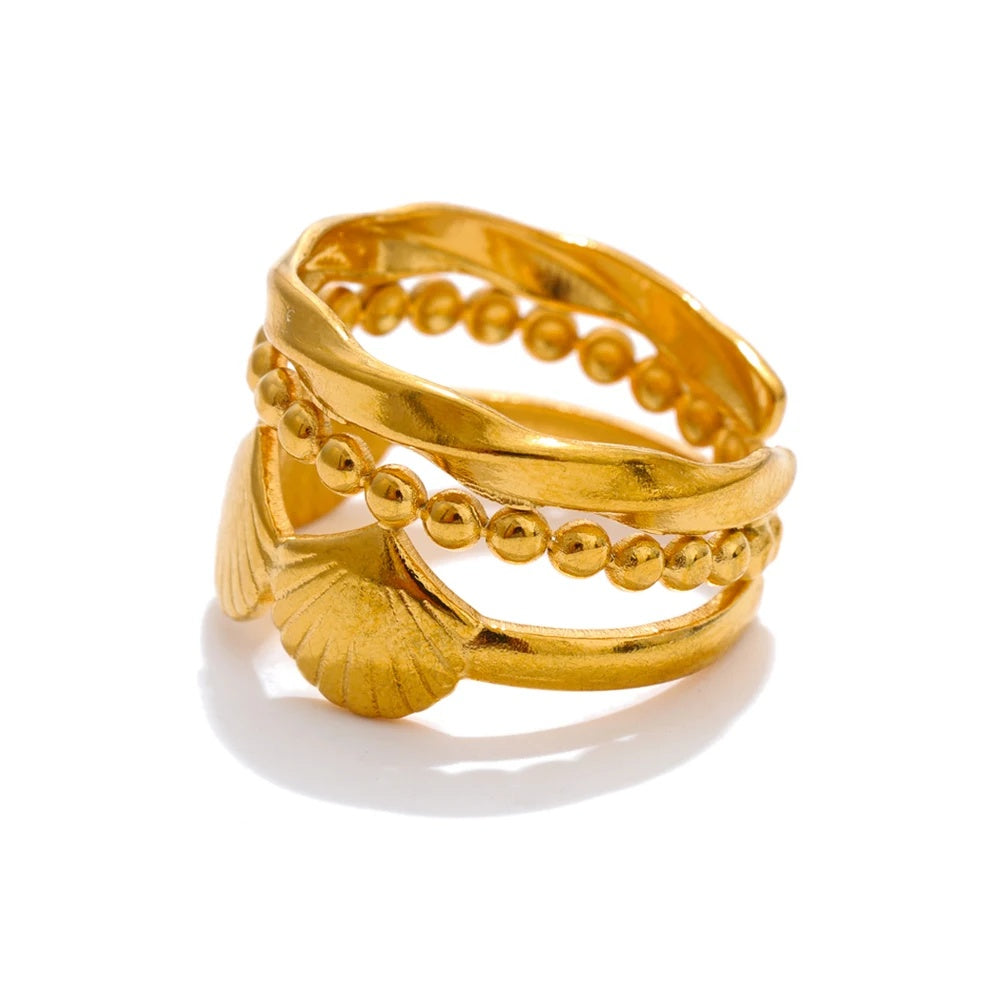 Metal flower open adjustable fashion ring - product image