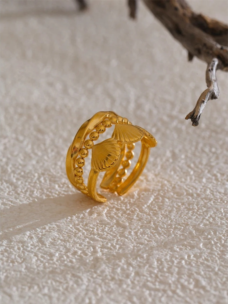 Metal flower open adjustable fashion ring - product image
