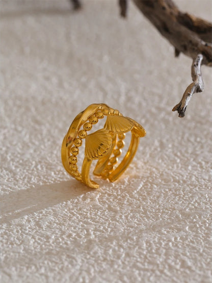Metal flower open adjustable fashion ring - product image