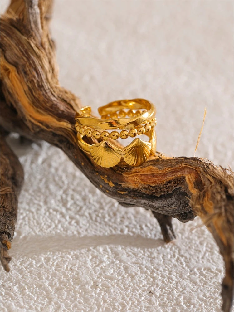 Metal flower open adjustable fashion ring - product image