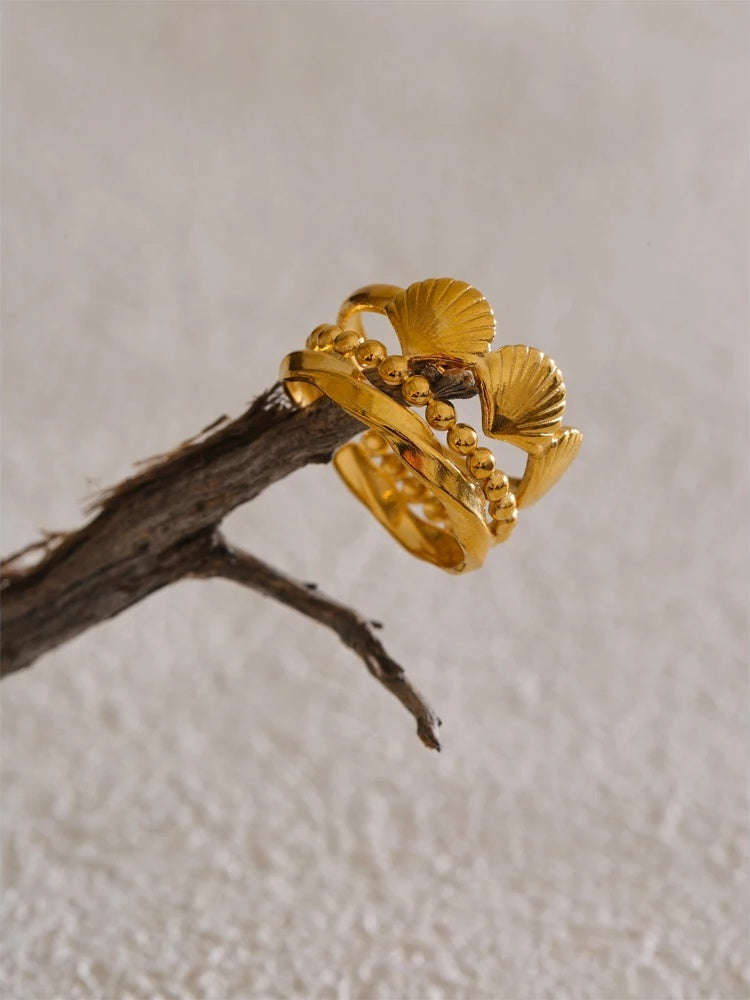 Metal flower open adjustable fashion ring - product image