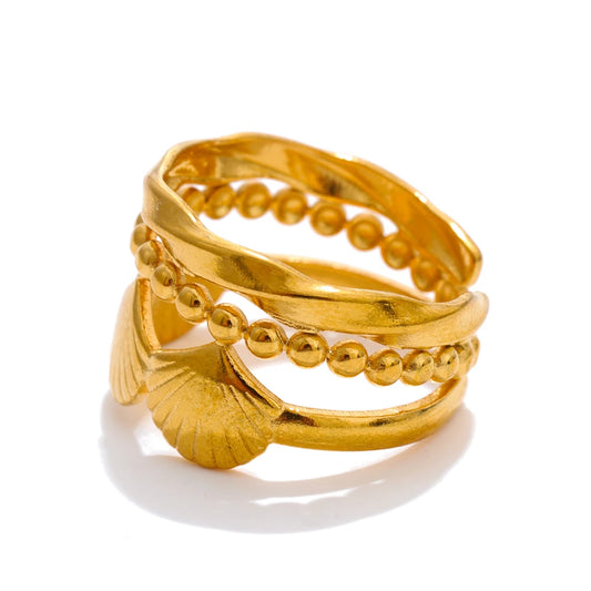 Metal flower open adjustable fashion ring - product image