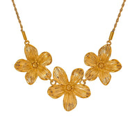 Metal Flower Pendant Necklace Texture Trendy Women