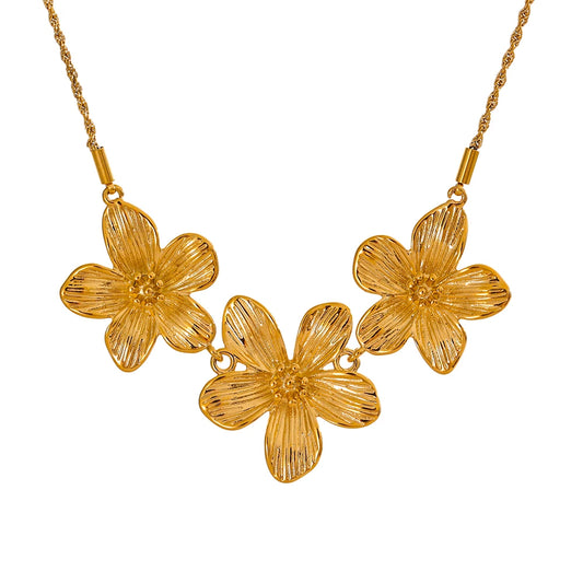 Metal flower pendant necklace texture trendy women - product image
