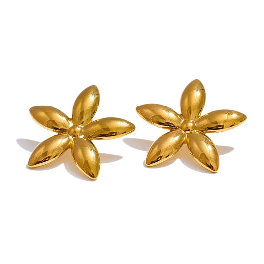 Metal flower stud earrings women's summer daily - product image