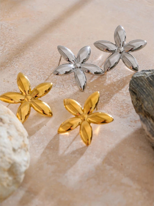 Metal flower stud earrings women's summer daily - product image